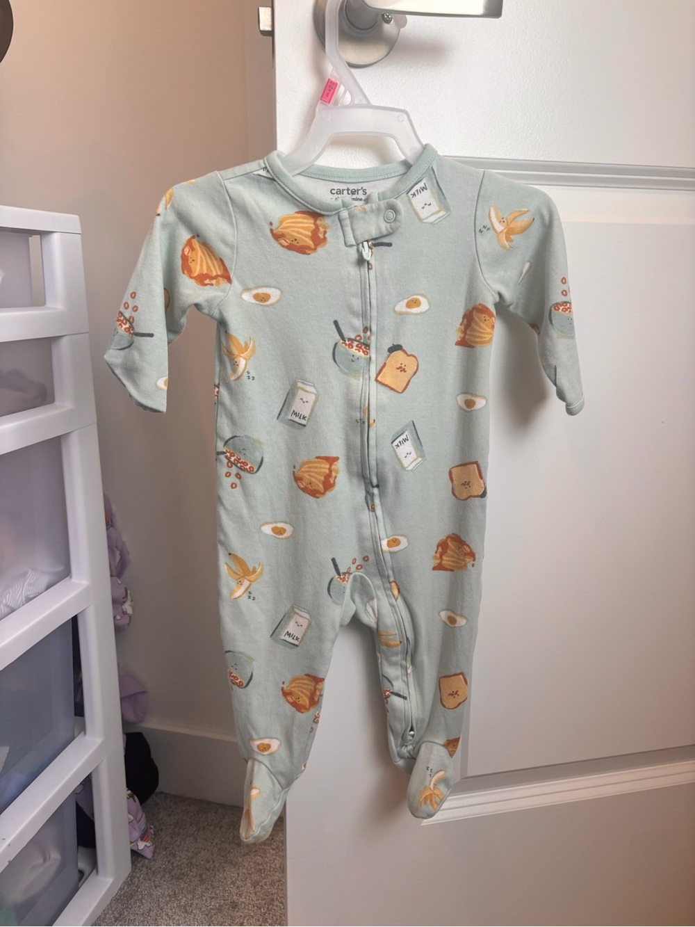 Carter's Mint Green Breakfast-Print Footed One-Piece